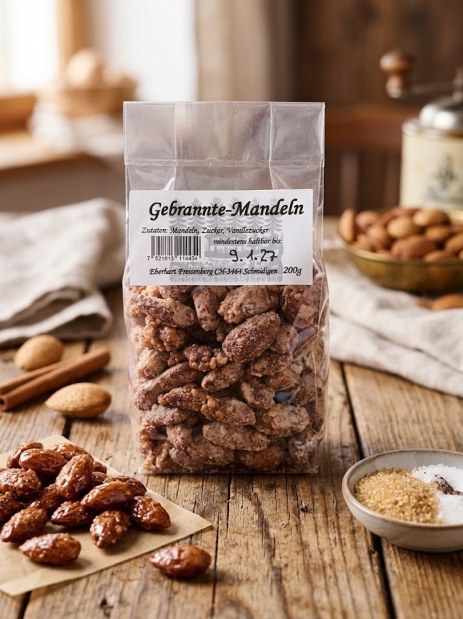 Gebrannte Mandeln (200 g) – Knusprig-süsser Genuss aus Schmidigen