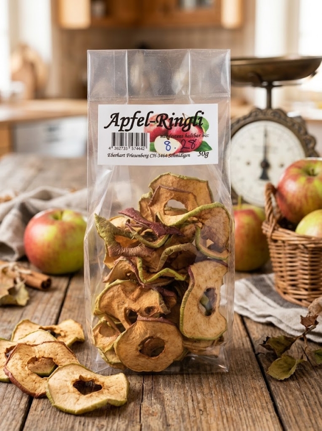 Apfel-Ringli (50 g) – Schonend getrockneter Fruchtgenuss aus Schmidigen
