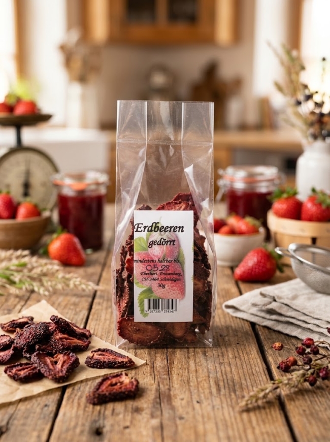 Erdbeeren gedörrt (30 g) – Intensiver Sommergeschmack aus Schmidigen