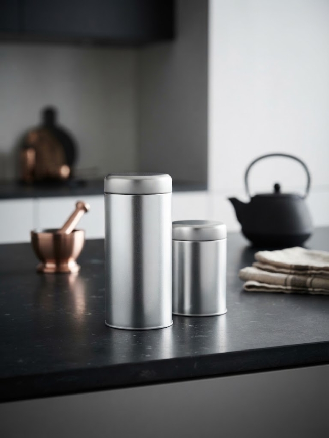Teedose rund (Silber matt)